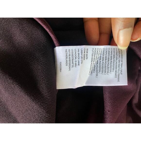 Anthropologie BHLDN Plum Dylan One Shoulder Side Slit Satin Maxi Dress Sz 20W - Picture 5 of 5